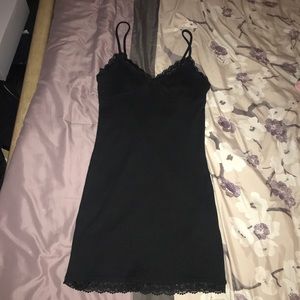 Black Lace Trim Mini Dress
